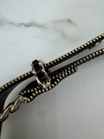 CHANEL 拉鏈皮帶 黑金