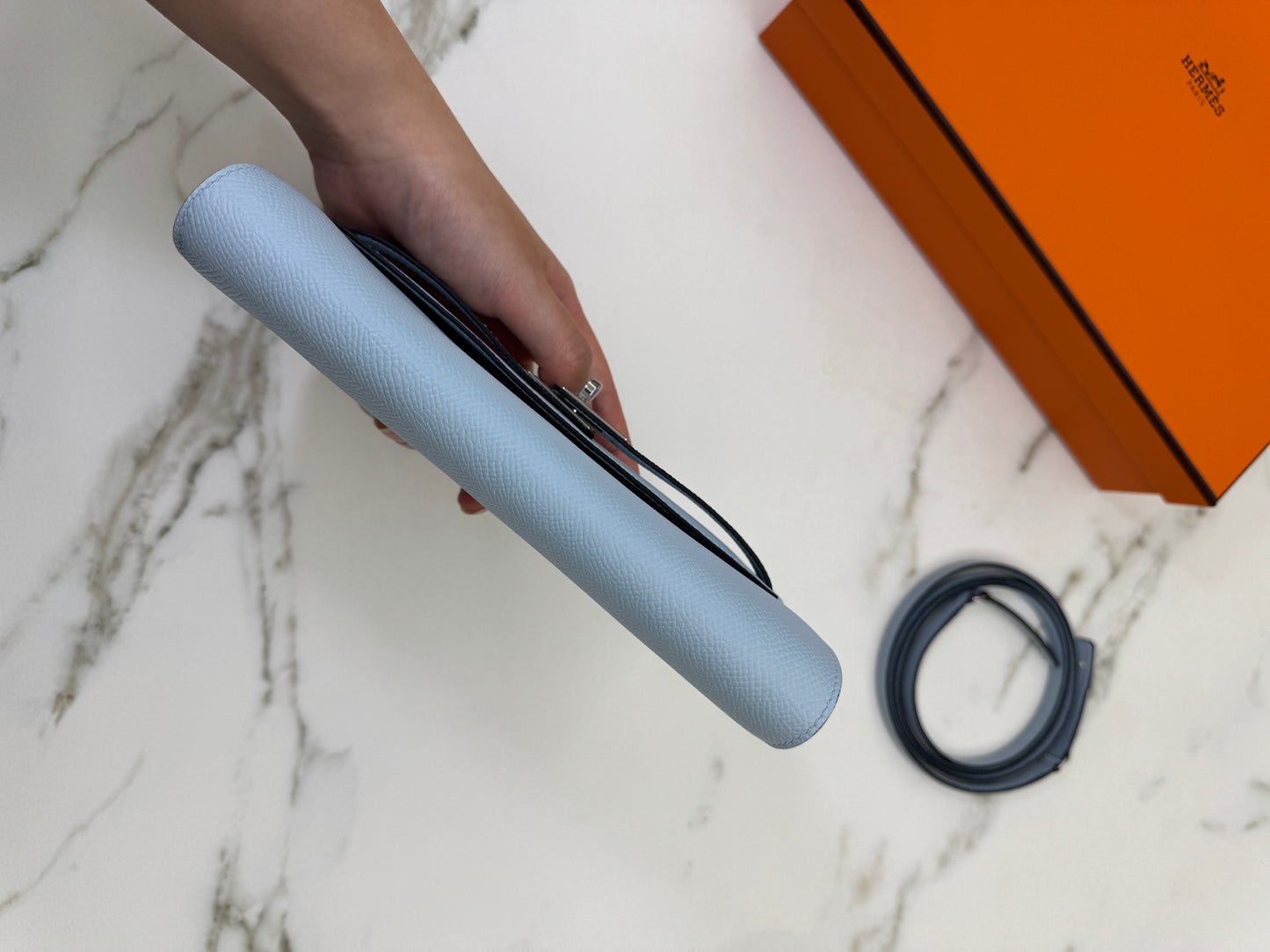 HERMES Kelly to-go 聖杯藍 08 Blue Pale Epsom PHW