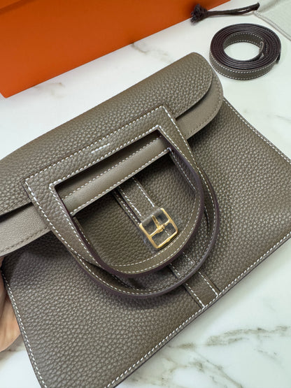 HERMES Halzan 25 大象灰金扣