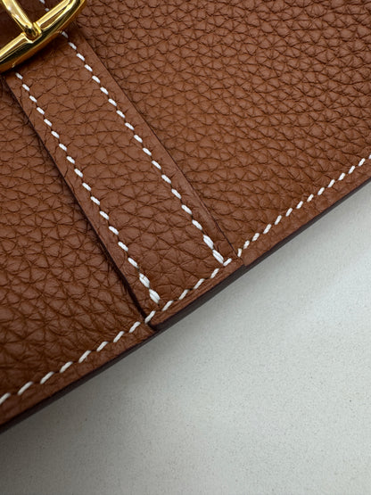 HERMES Halzan 25 金棕色金扣 TC Gold GHW