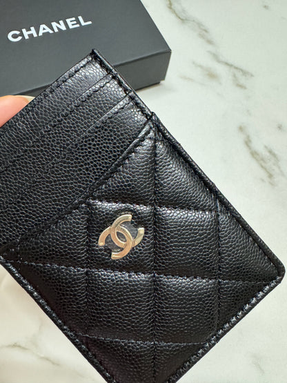 CHANEL 直版 黑色 淡金扣 Card Holder