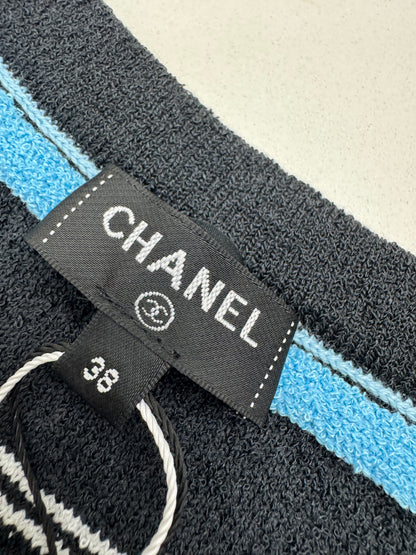 CHANEL 25S 藍色條紋背心