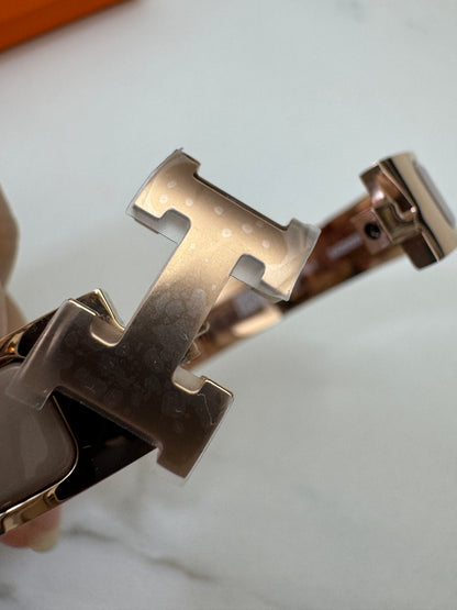 HERMES Clic H Bracelet 奶茶灰玫瑰金扣 Marron Glace Rose Gold