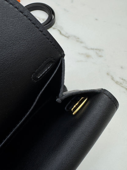 HERMES Halzan 25 黑金 Noir TC GHW