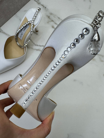 JIMMY CHOO Saeda 85 緞面白