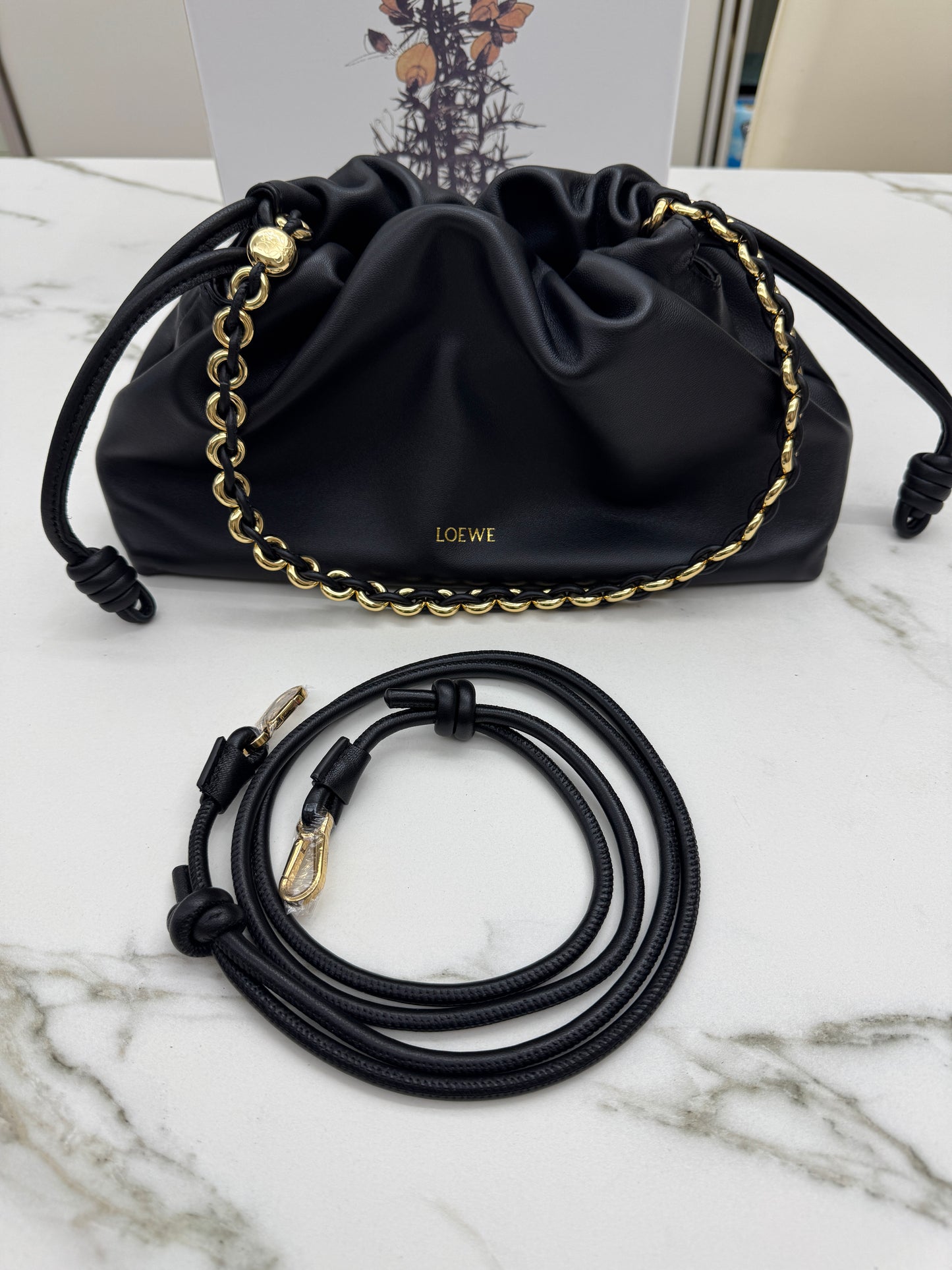 LOEWE Flamenco Purse Mellow Nappa Lambskin Black Medium