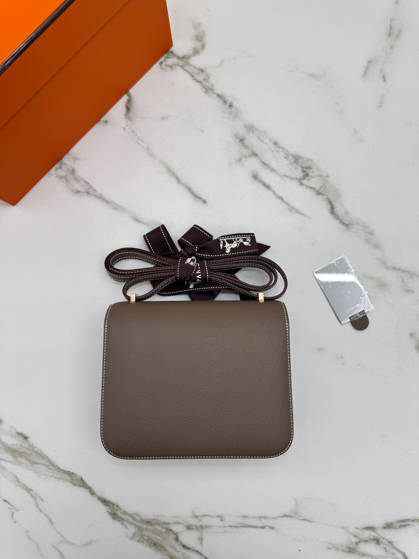 HERMES Mini Constance 大象灰 Epsom 玫瑰金扣