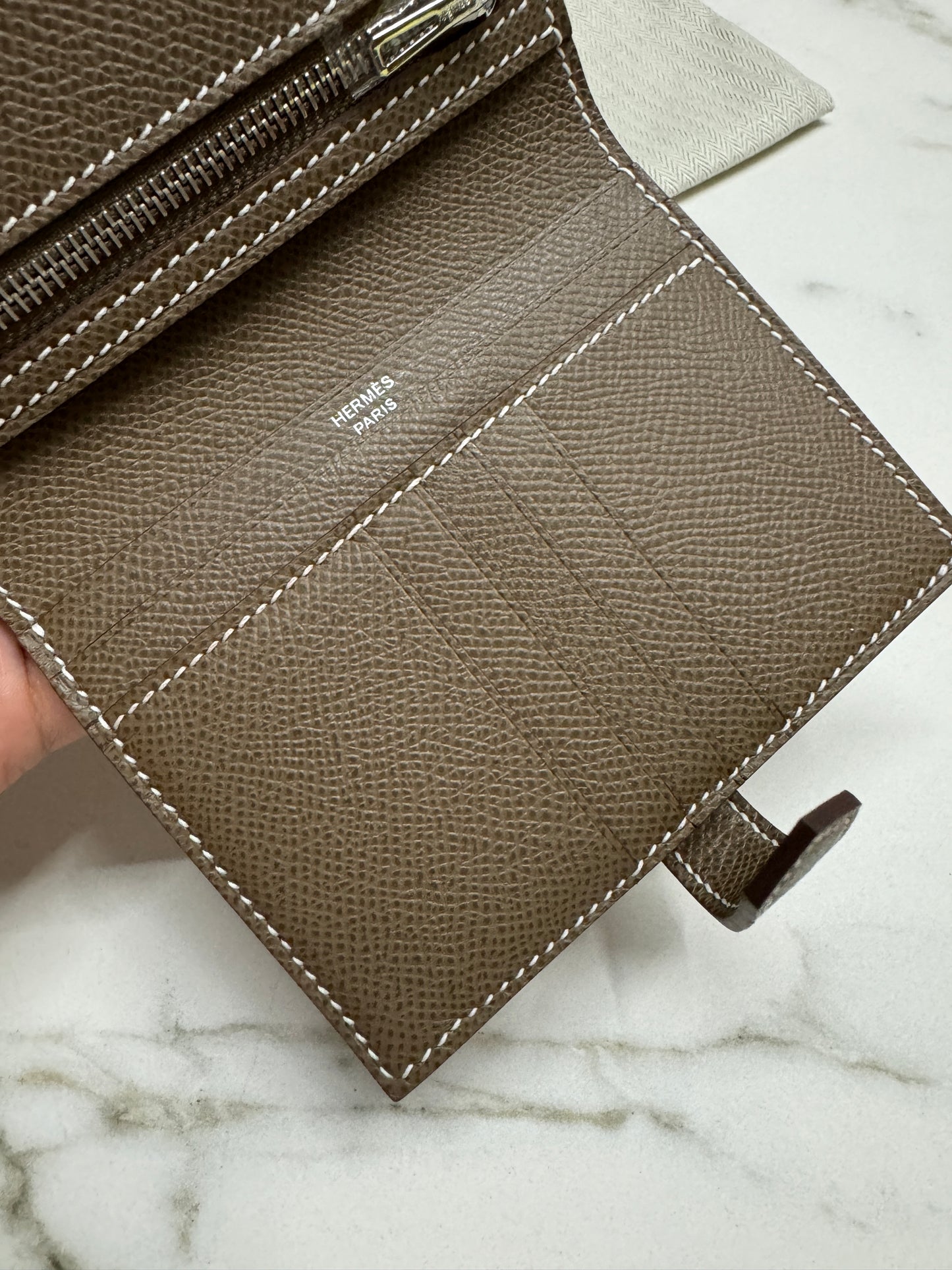 HERMES Bearn Wallet 大象灰 銀扣