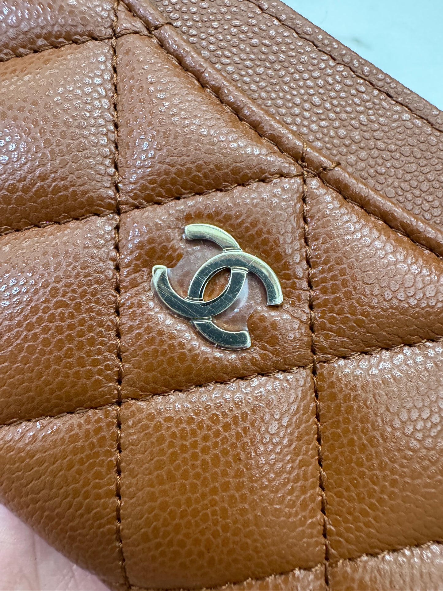 CHANEL L型拉鏈小錢包 焦糖棕