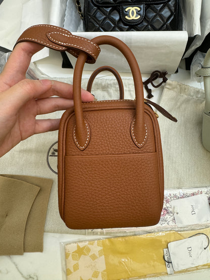 HERMES Mini Lindy 金棕金扣 Gold TC GHD