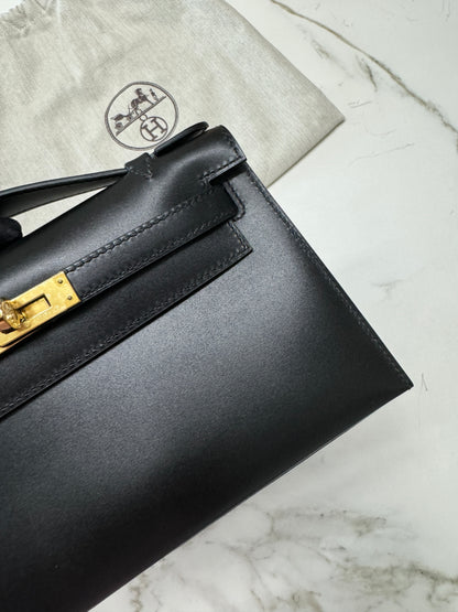 HERMES Mini Kelly 一代 黑金box皮 Kelly Pochette