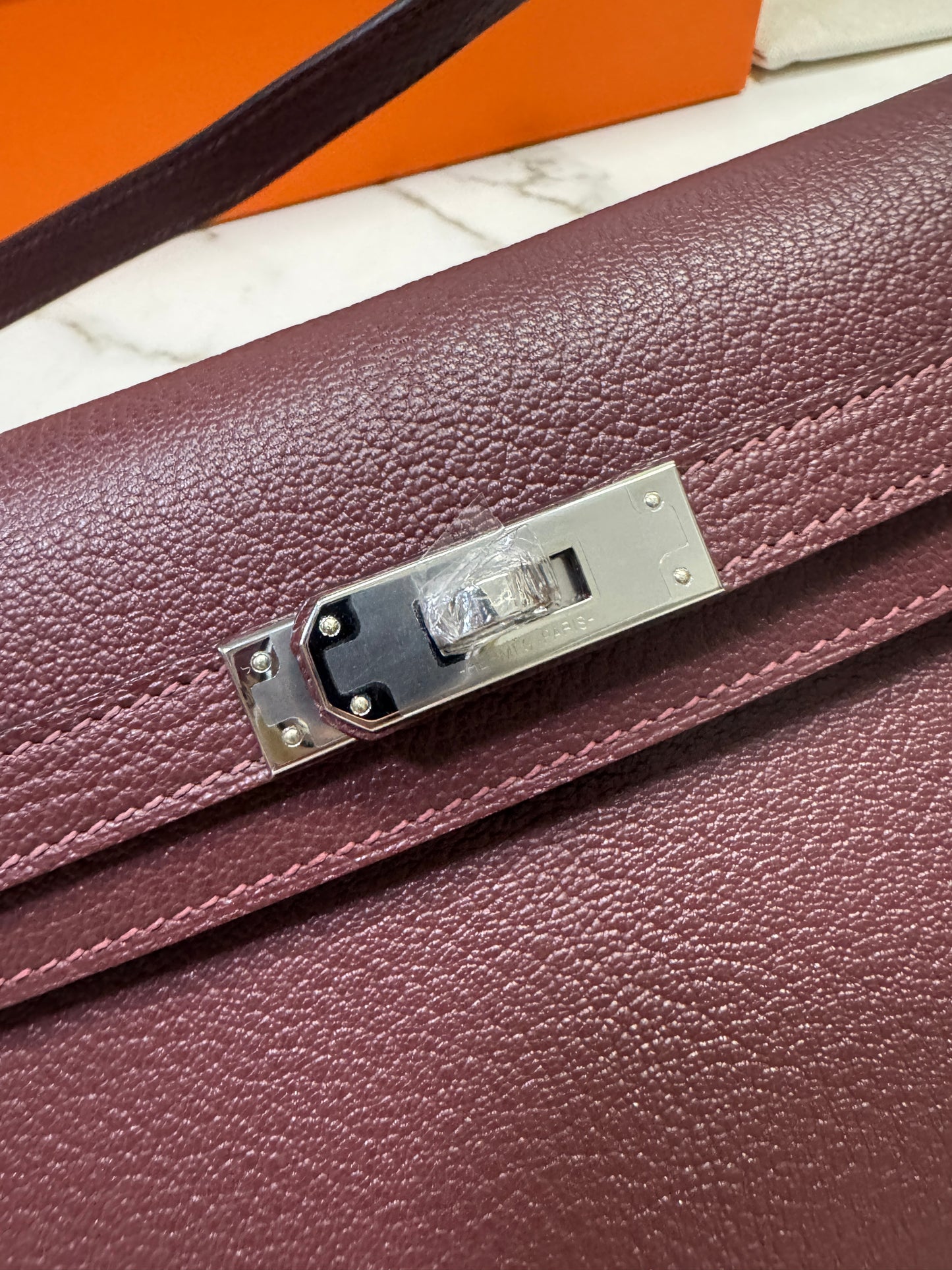 HERMES Kelly Elan 山羊皮 愛馬仕紅 Rough H PHW