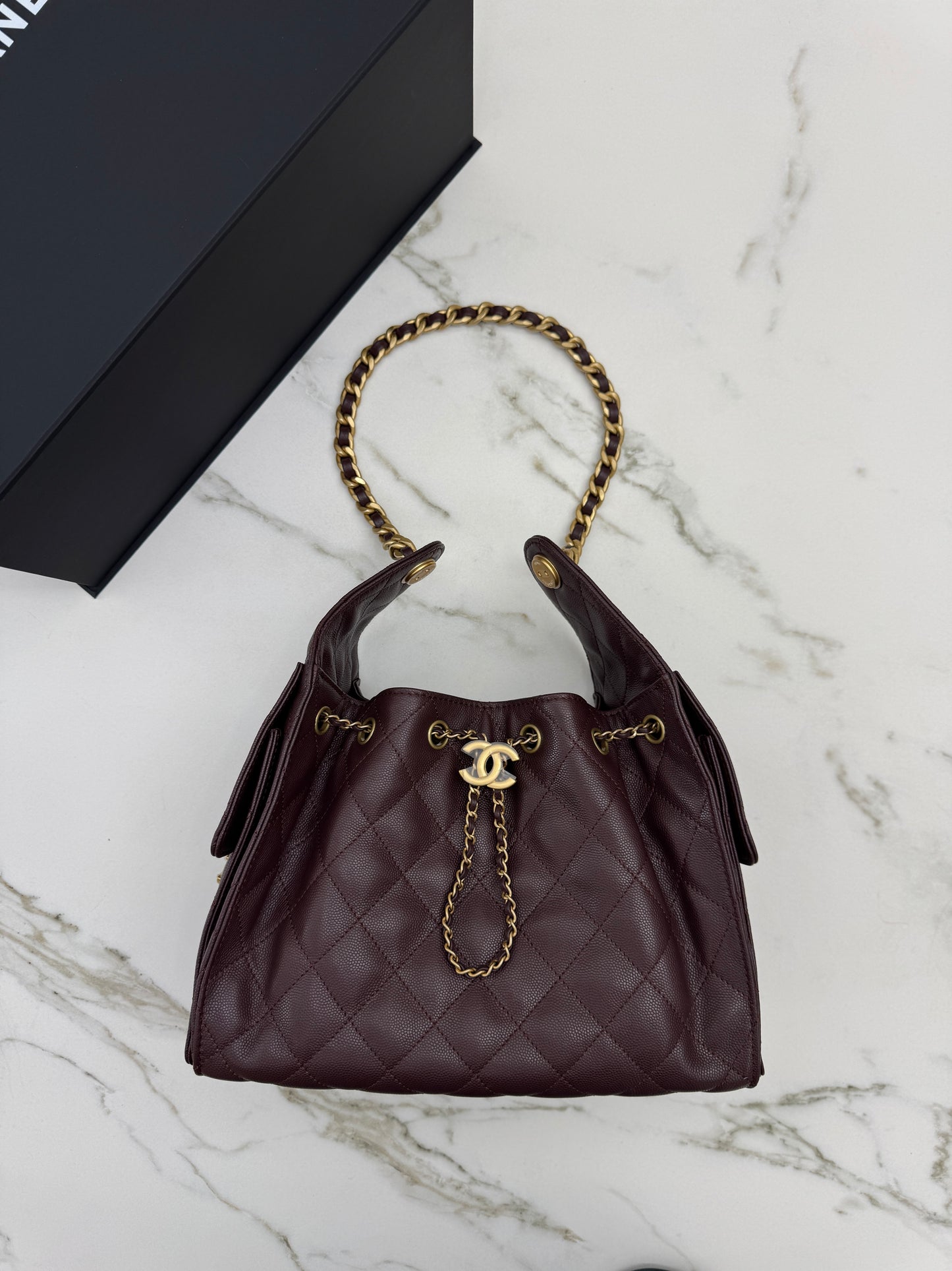CHANEL 25Bag 荔枝牛皮 Small Chocolate