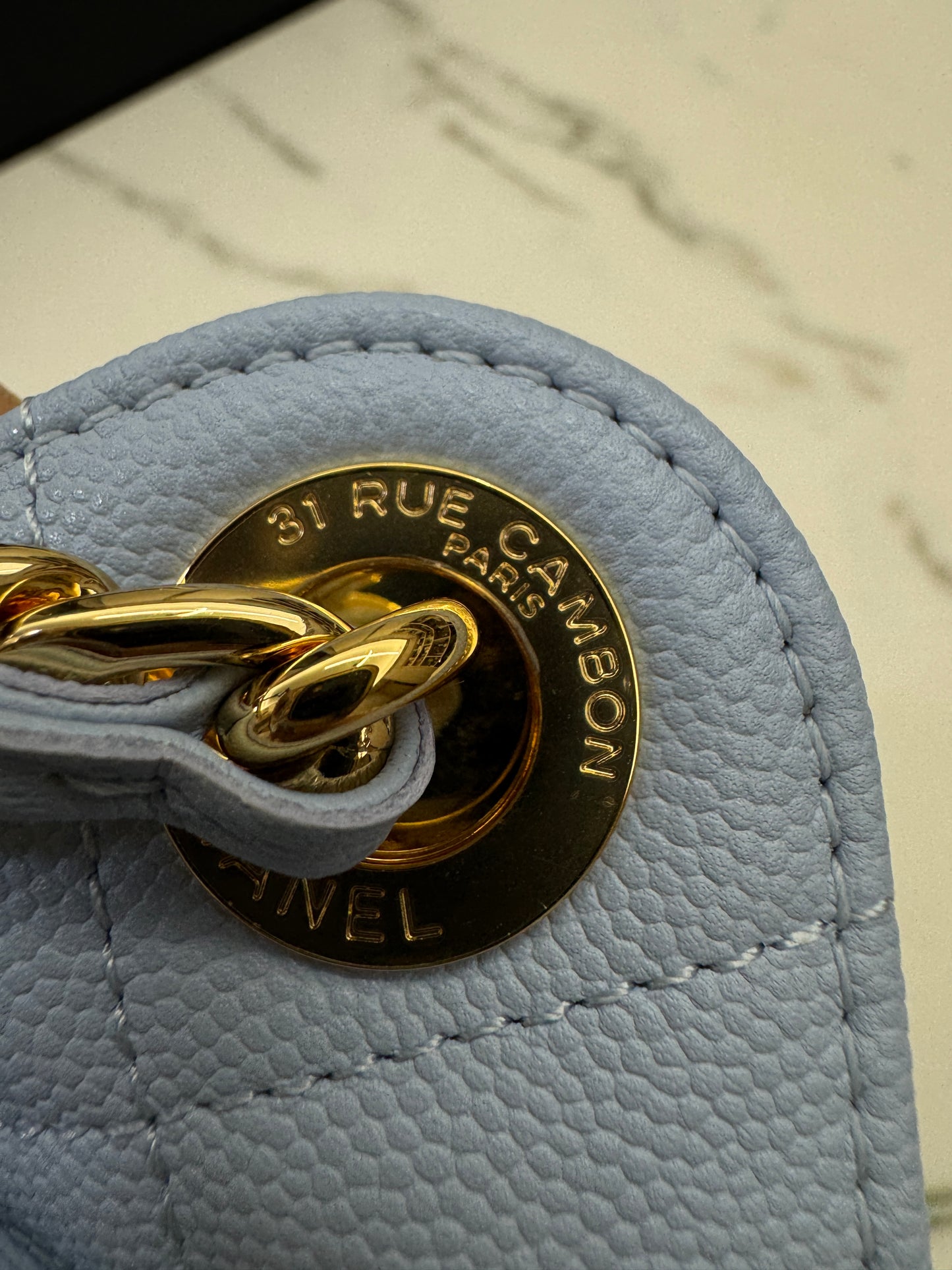 CHANEL Mini 25Bag 26A Baby Blue 亮金扣