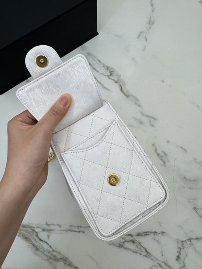 CHANEL Mini 25Bag 白色亮金扣