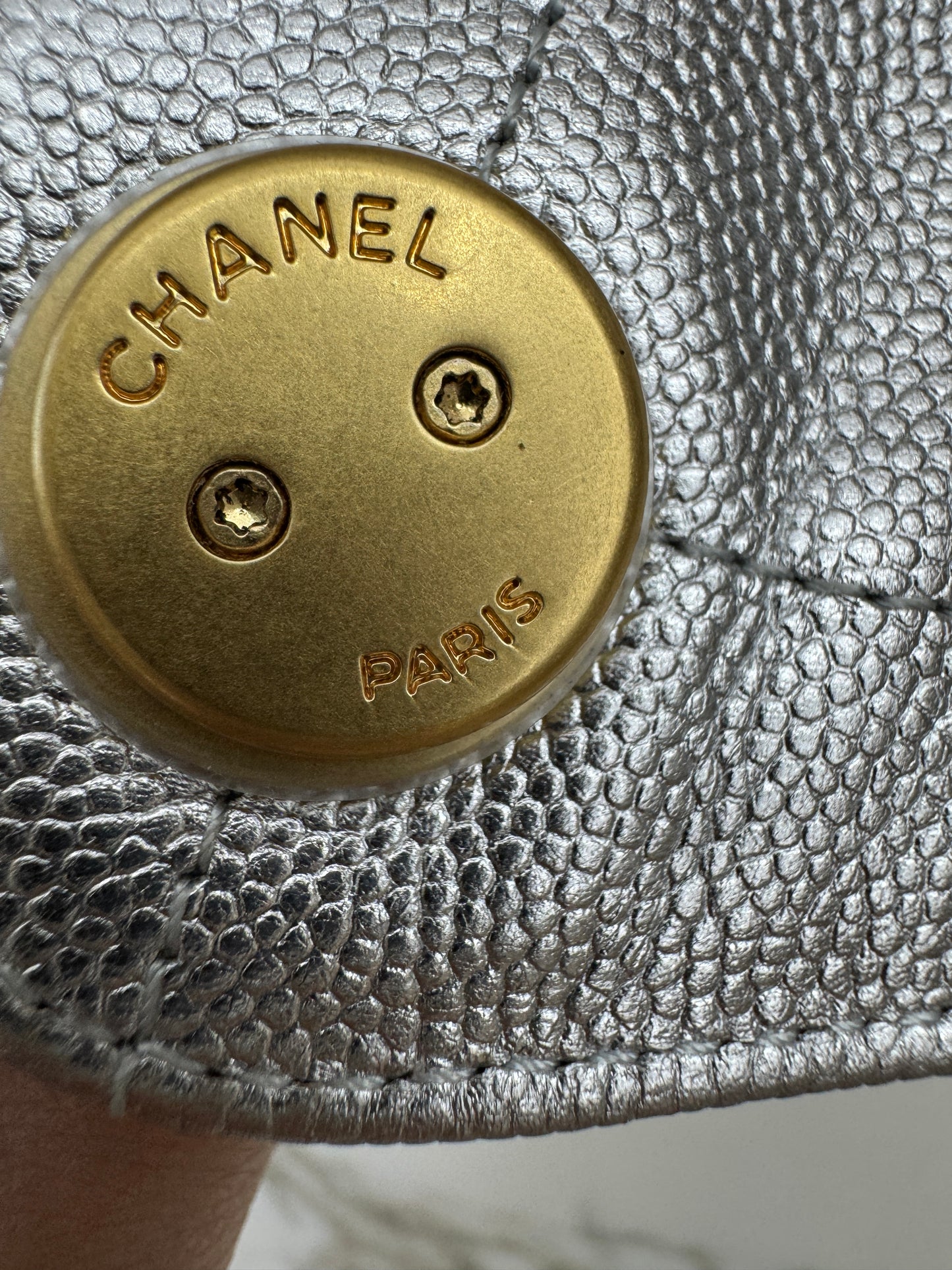 CHANEL 25Bag Small 銀色荔枝皮