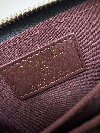 CHANEL 黑金牛拉鏈零錢包 Coin Purse