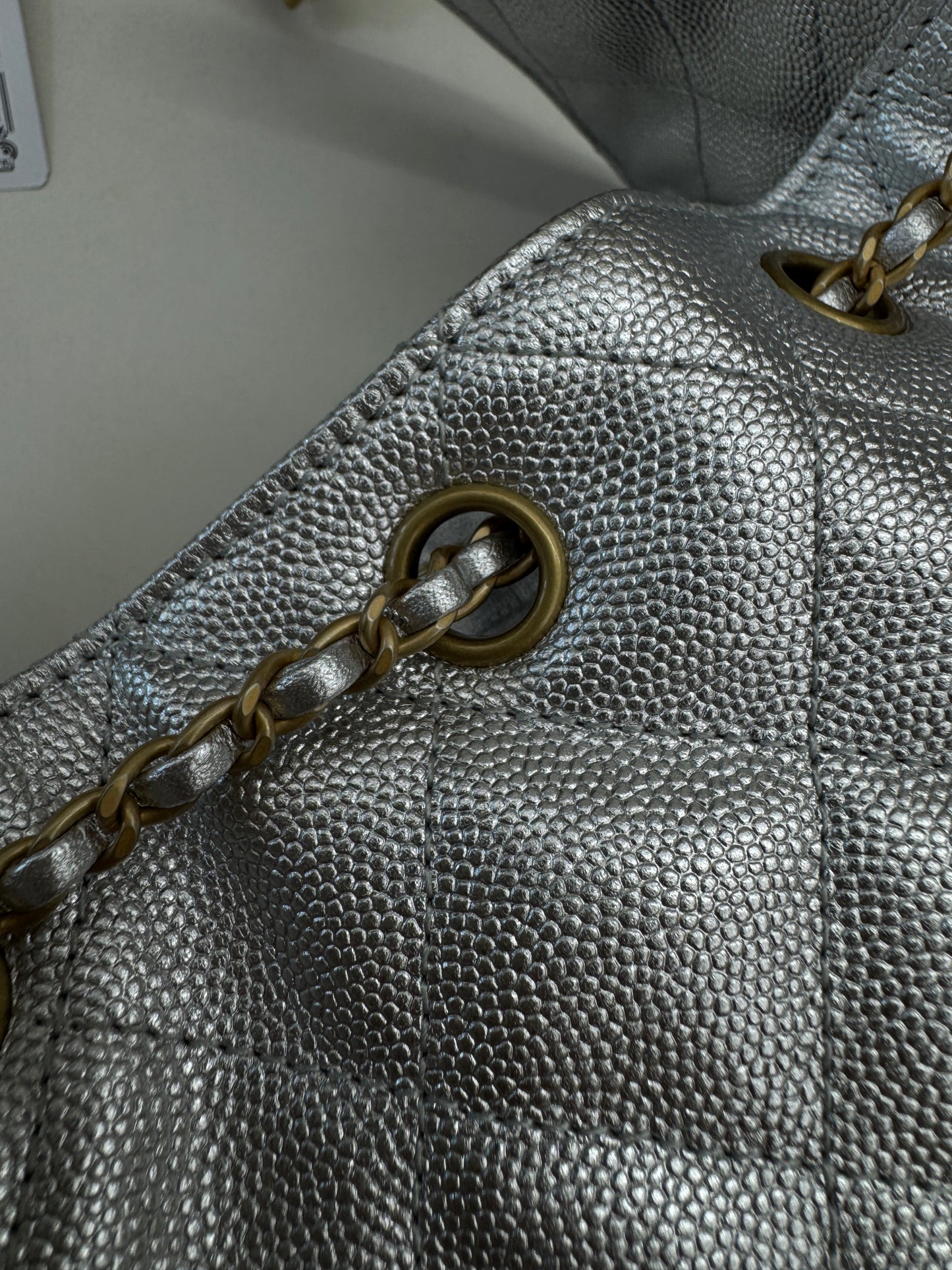 CHANEL 25Bag Small 銀色荔枝皮
