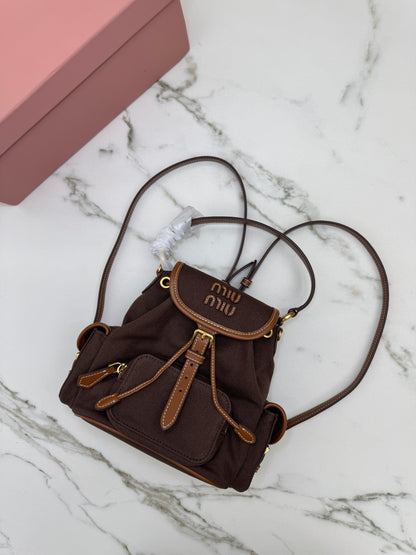 MIU MIU Backpack Canvas 深棕