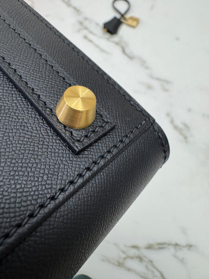 HERMES Birkin 25 黑色 Madame 拉絲金扣 89 Noir Sellier