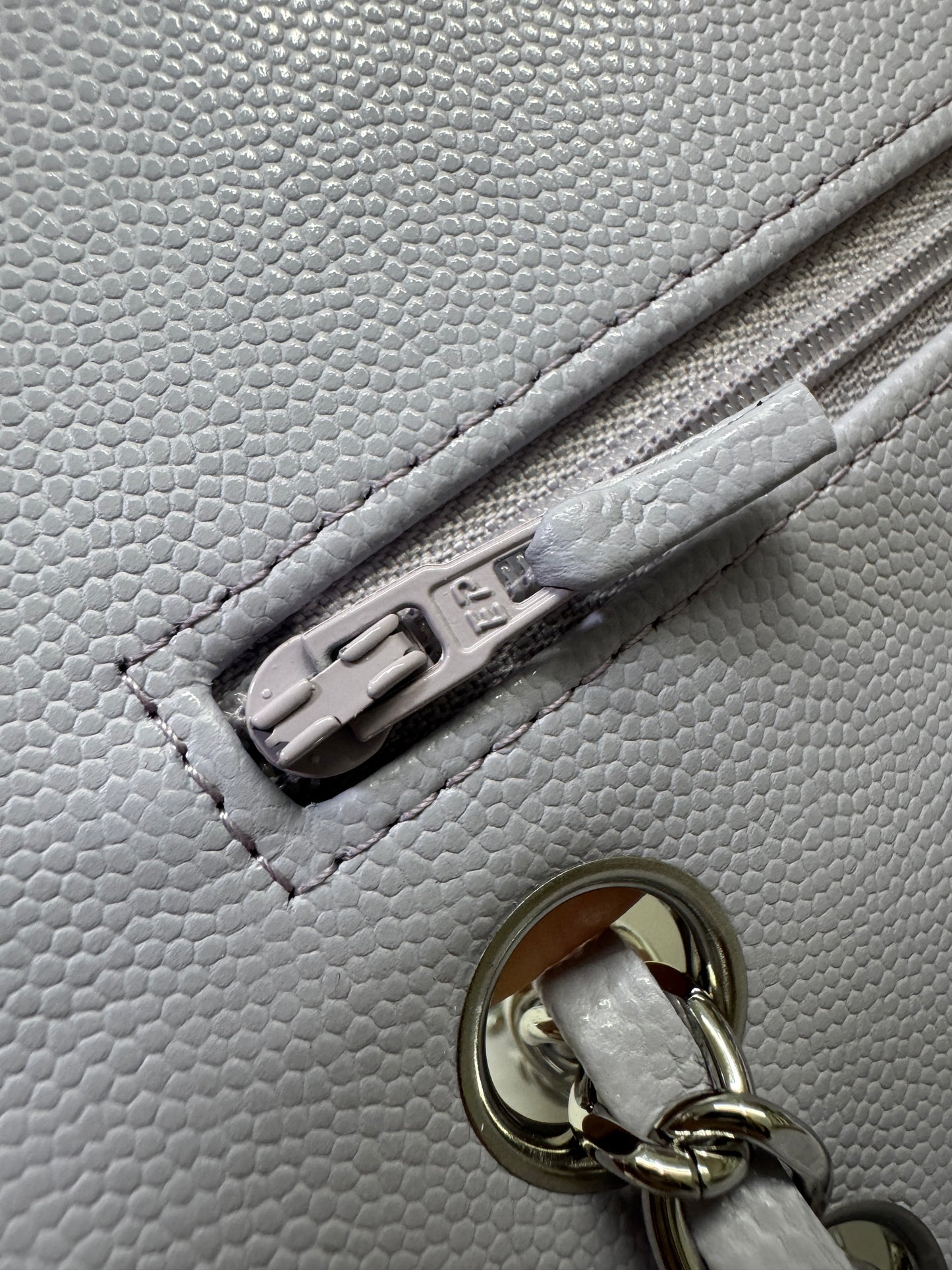 CHANEL CF25 Medium 21K香芋紫銀扣 牛皮 caviar