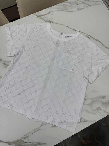 CHANEL 25S 燙鑽短袖Tee 白色