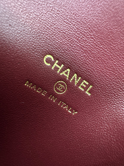CHANEL 26X 信封卡包包掛 酒紅