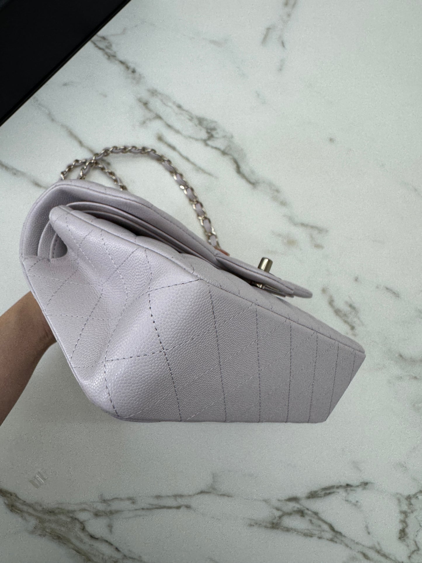 CHANEL 21S 淺粉紫 Classic Flap Small CF23 Liliac