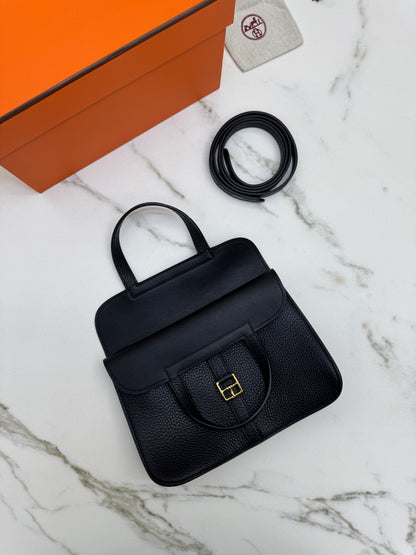 HERMES Halzan 25 黑金 Noir TC GHW