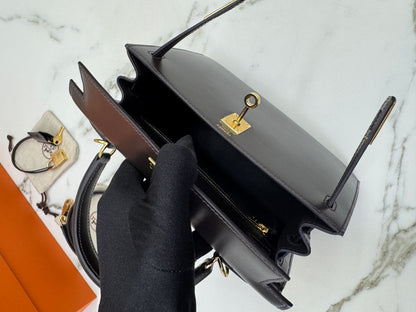 HERMES Kelly 25 烏木色Box皮金扣 外縫 Ebene Box Leather Seilier GHW