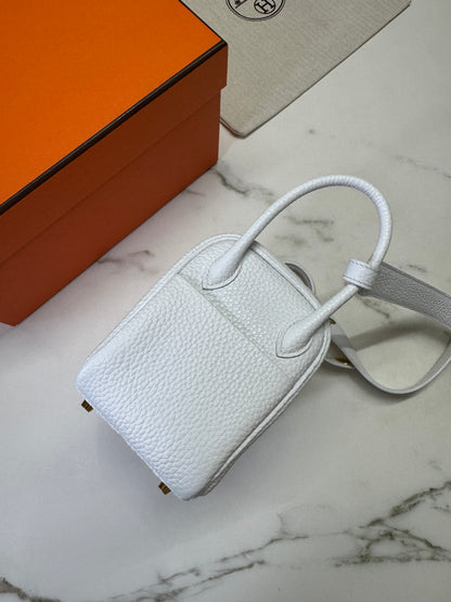 HERMES Mini Lindy II 純白色TC 金扣 GHW