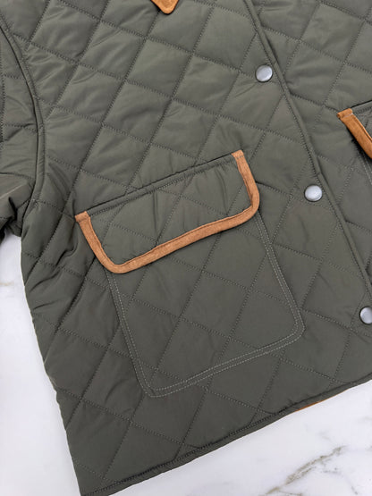 MIU MIU 麂皮領夾棉短外套 軍綠藍