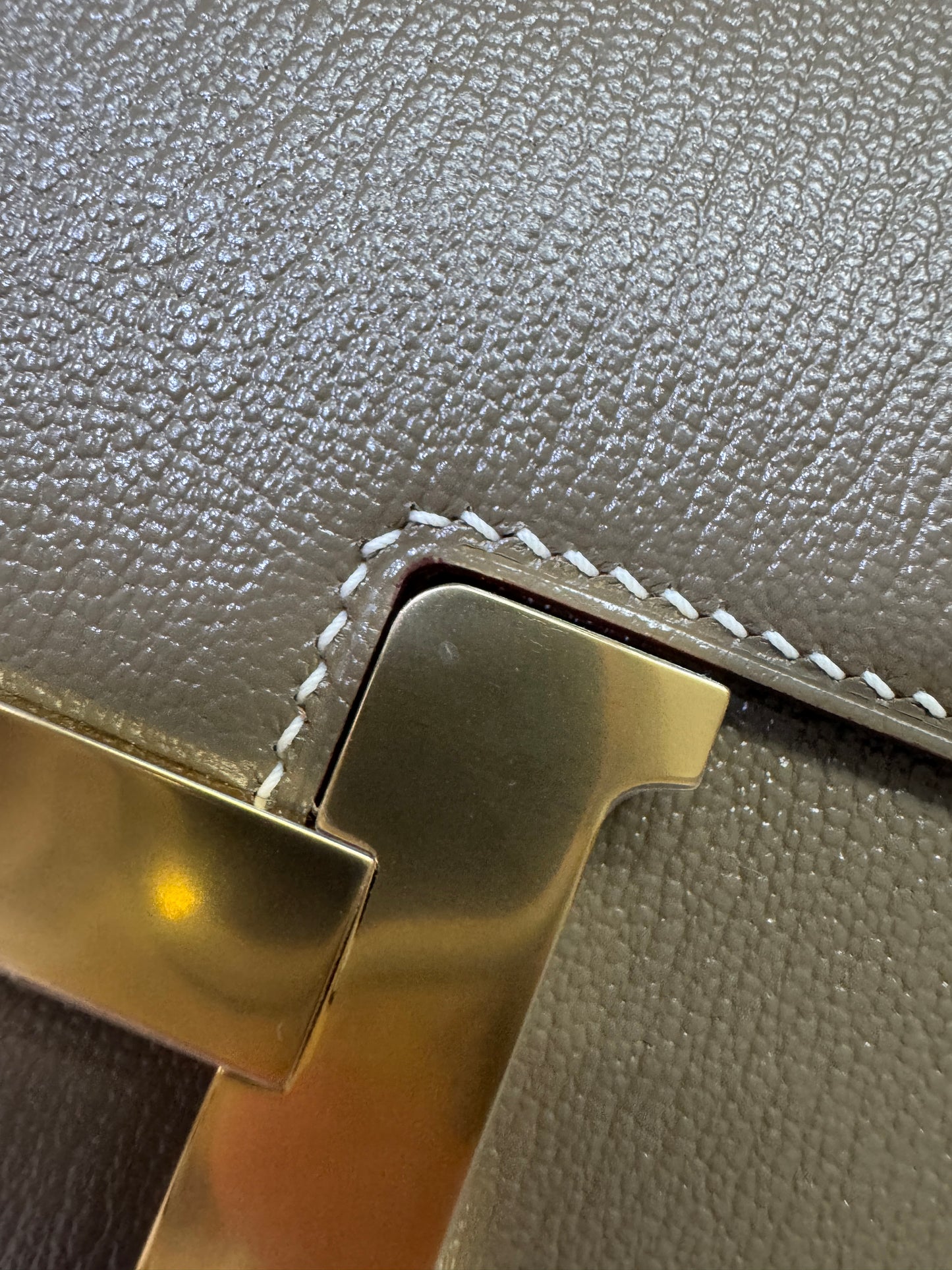 HERMES Mini Constance 大象灰山羊皮 金扣 Etoupe GHW