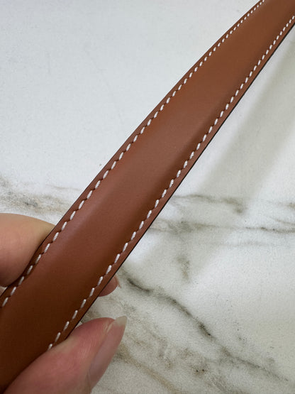 CELINE Triomphe 凱旋門皮帶1.8cm 金扣 棕色