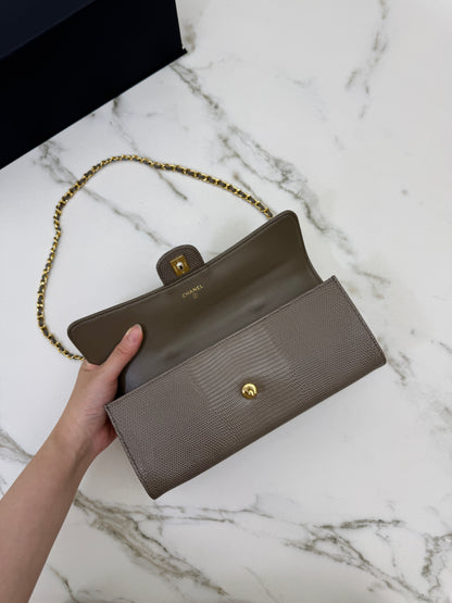 CHANEL 26A 蜥蜴壓紋 灰色Clutch