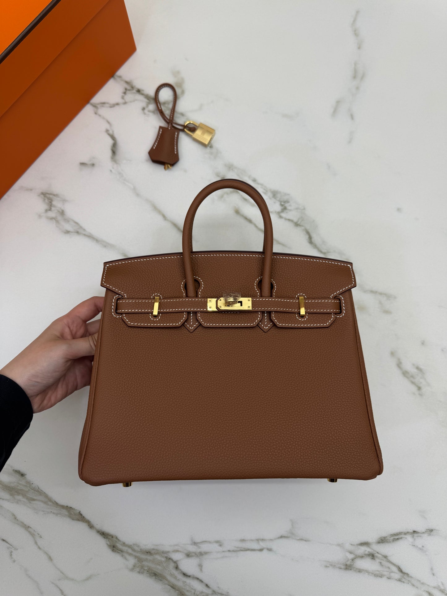 HERMES Birkin 25 金棕色金扣 Togo Gold GHW