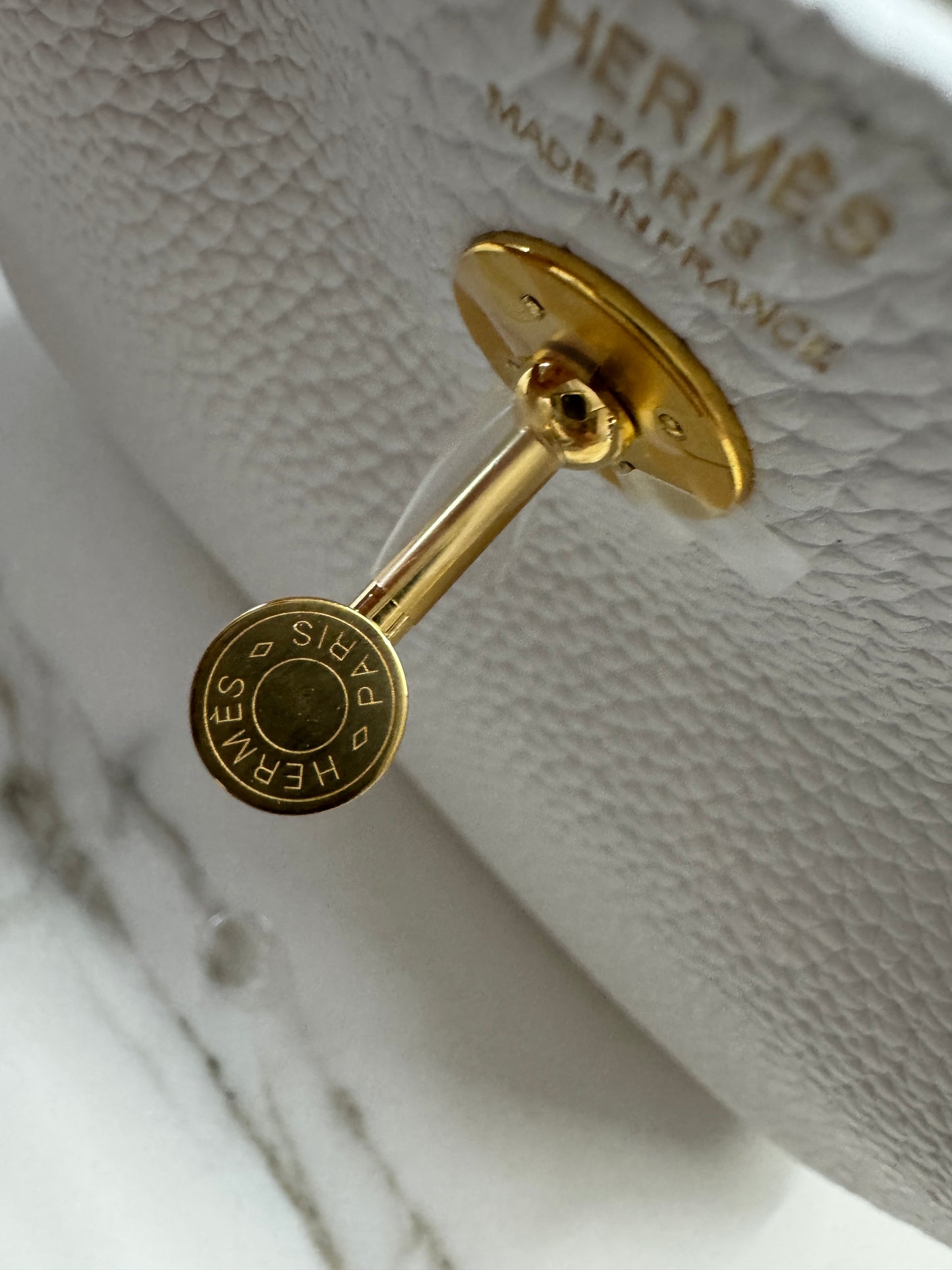 HERMES Mini Lindy II 純白色TC 金扣 GHW