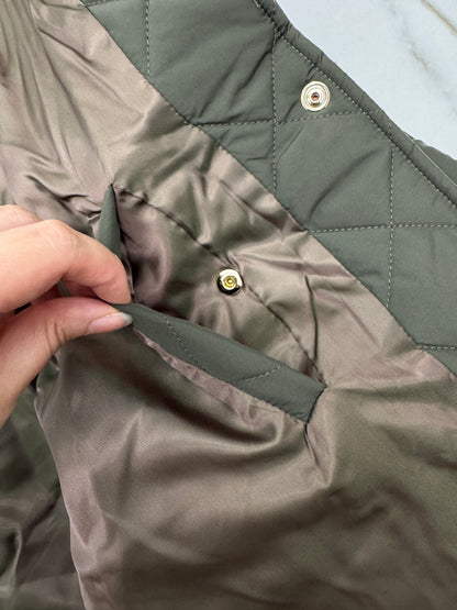 MIU MIU 麂皮領夾棉短外套 軍綠藍