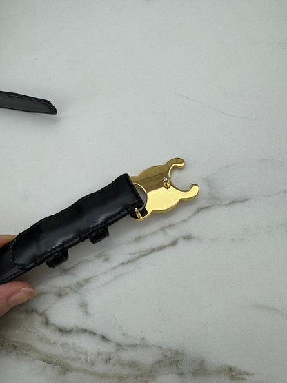 CELINE 凱旋門金扣 2.5cm皮帶 亮面牛皮