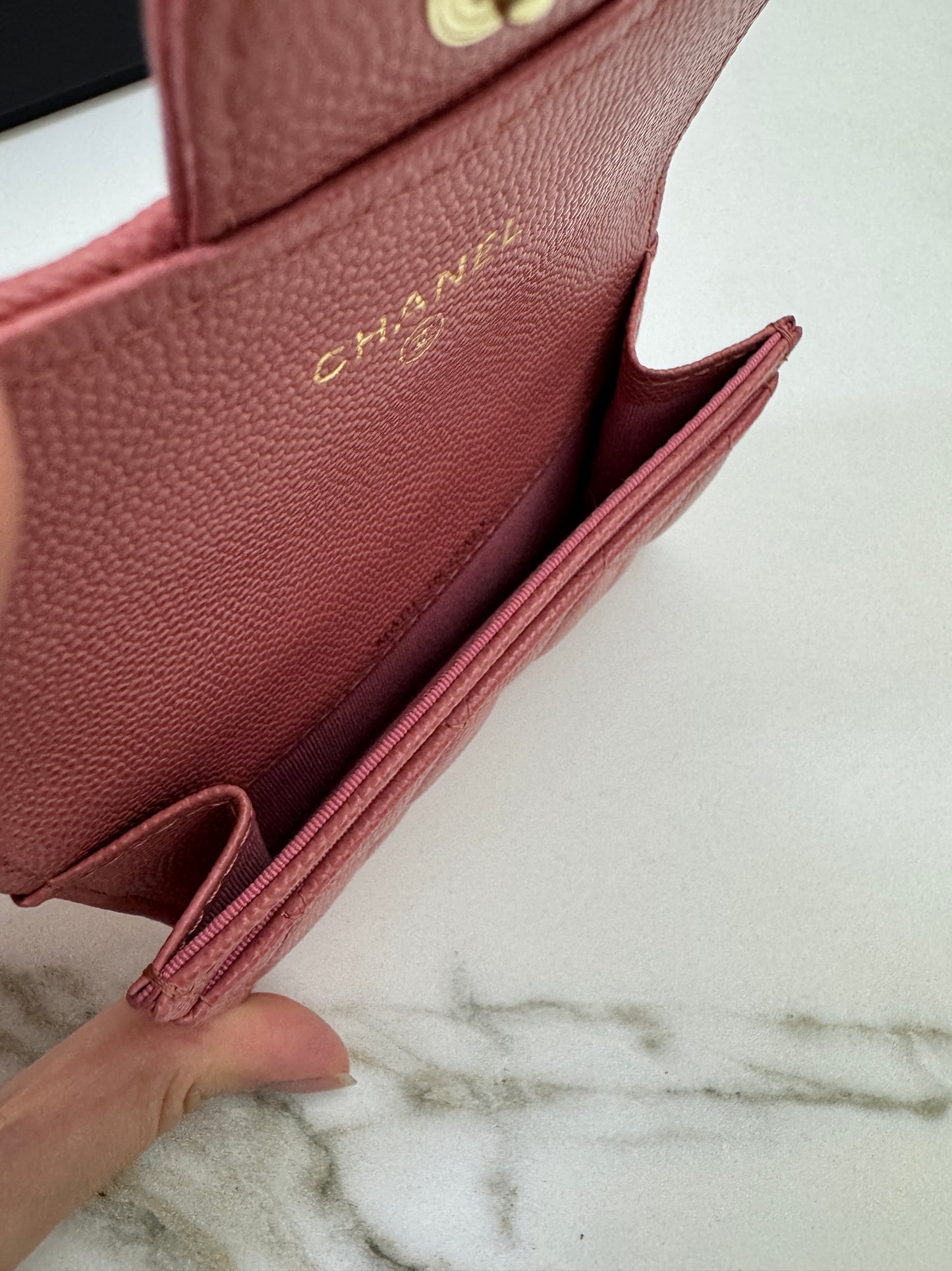 CHANEL CF Cardholder 珊瑚粉 牛皮