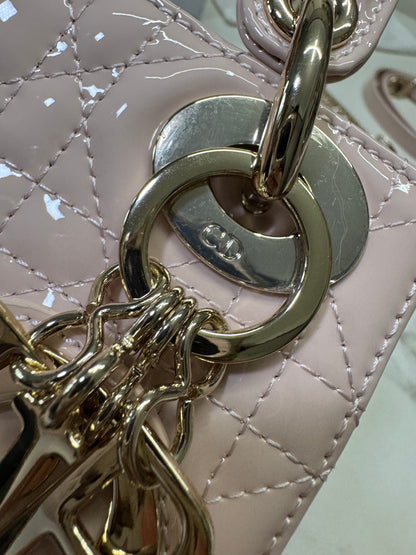 DIOR Lady Mini 三格 漆皮 淡粉 light Pink