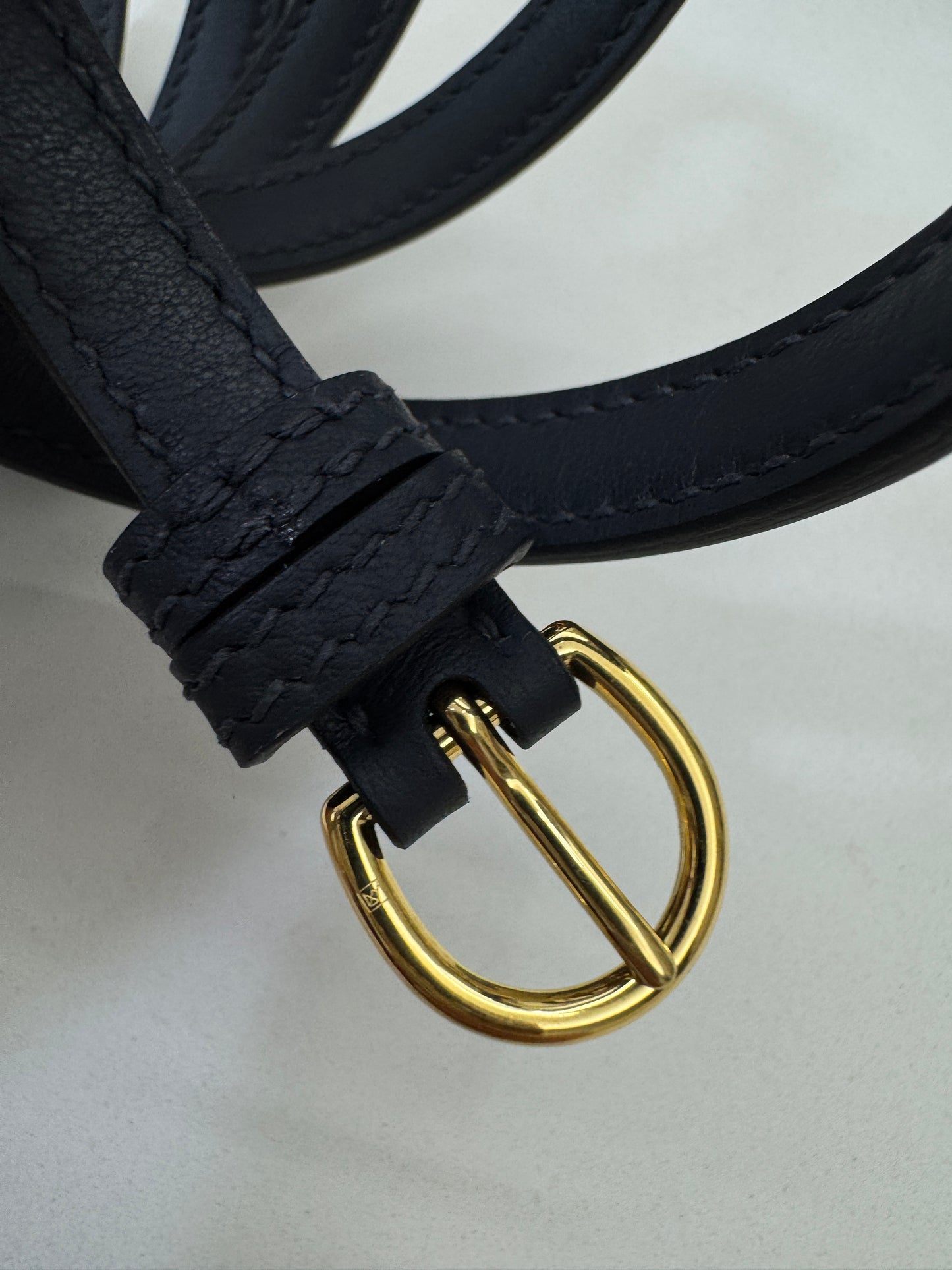 HERMES Mini 2424 午夜藍金扣 Evercolor 2Z Bleu Nuit GHW