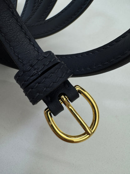 HERMES Mini 2424 午夜藍金扣 Evercolor 2Z Bleu Nuit GHW