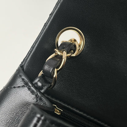 CHANEL CF17 方胖子 黑金羊皮 mini square