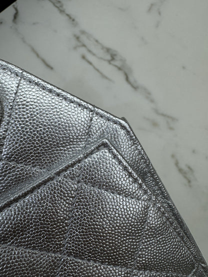 CHANEL Mini 25 Bag 銀色荔枝皮銀扣 Silver Caviar Calfskin PHW