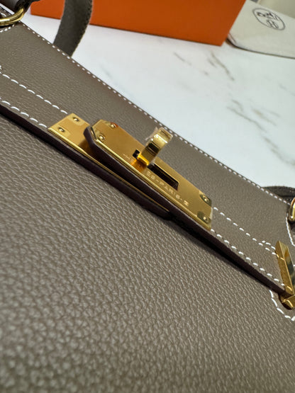 HERMES Jypsiere Mini 大象灰 金扣 evercolor 18 etoupe GHW