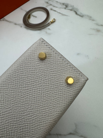 HERMES Mini Kelly II 奶昔白金扣 Epsom GHW