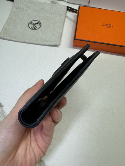 HERMES Bearn Compact Wallet 黑銀 短款 Epsom PHW