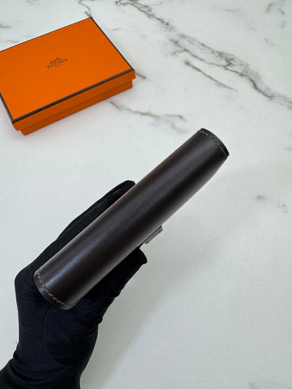 HERMES Bearn Compact Wallet 烏木色Box皮 Ebene GHW