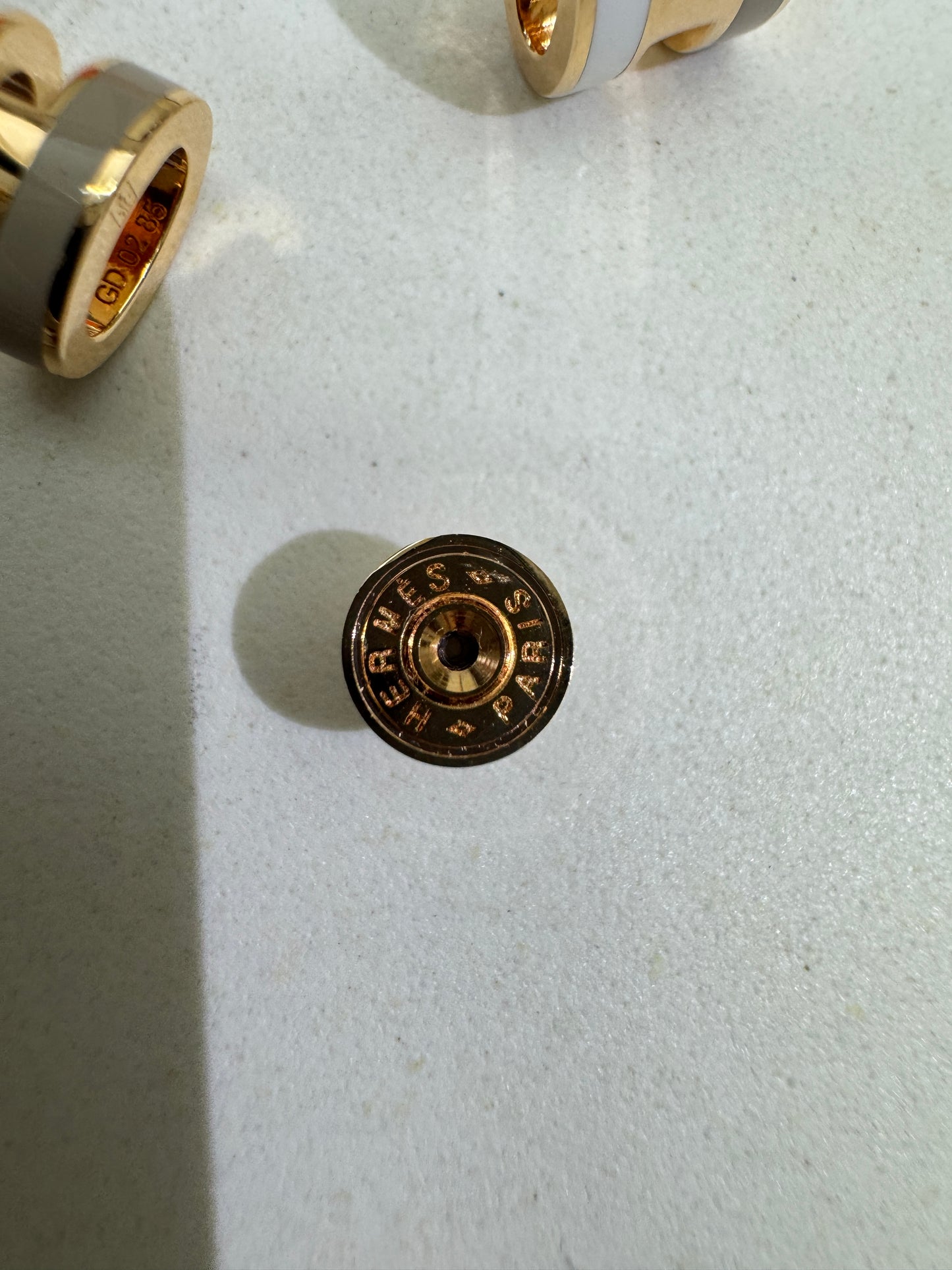 HERMES Mini Pop H 玫瑰金拼色耳環